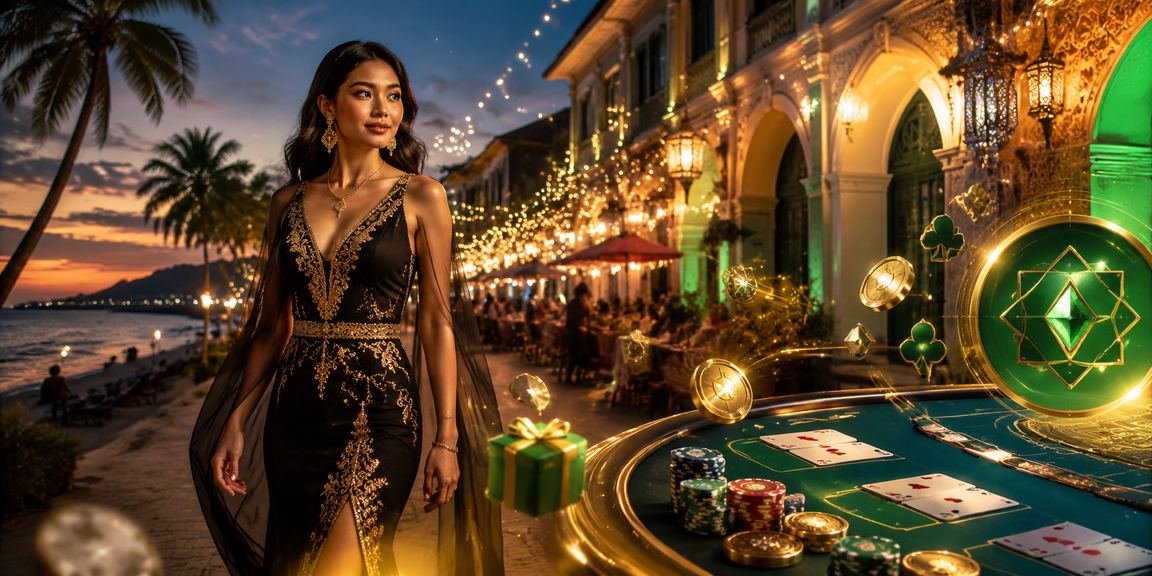 Suasana permainan baccarat sempena Hari Raya di platform 10w30 Penang